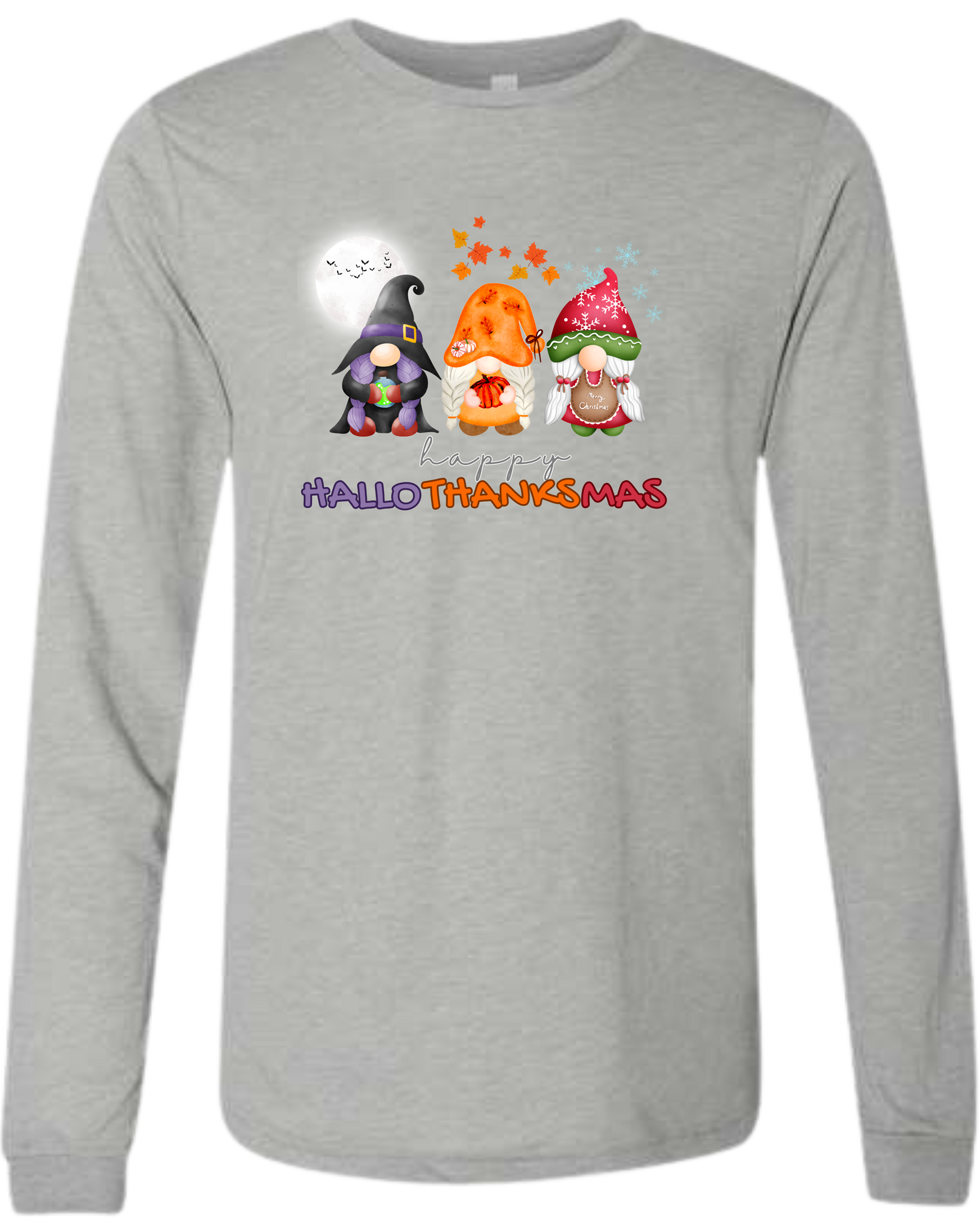 Happy HalloThanksMas Gnomes - Unisex Long Sleeve - Neutral Colors