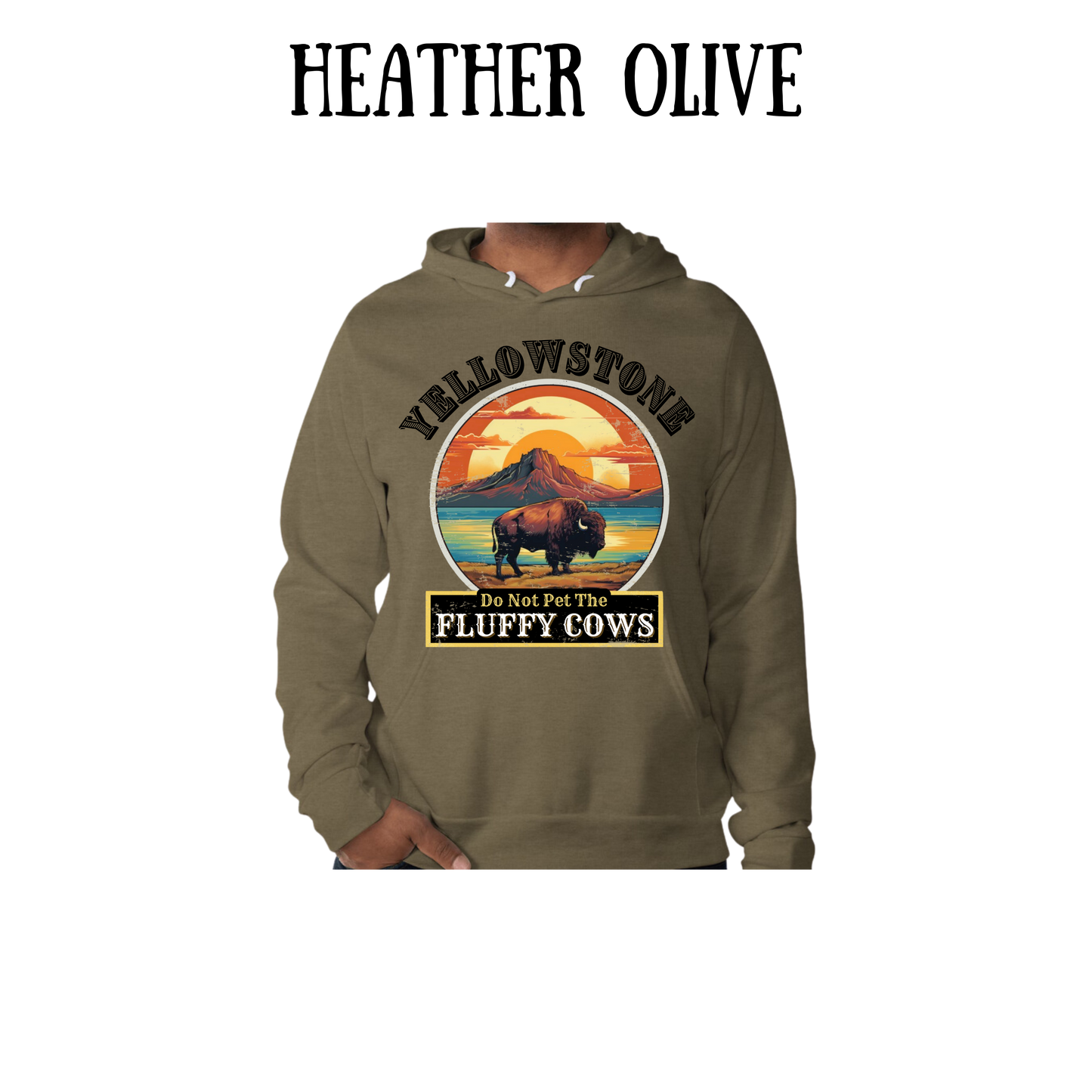 CP - Yellowstone: Fluffy Cows - Sponge Fleece Hoodie - Greens, Neutrals
