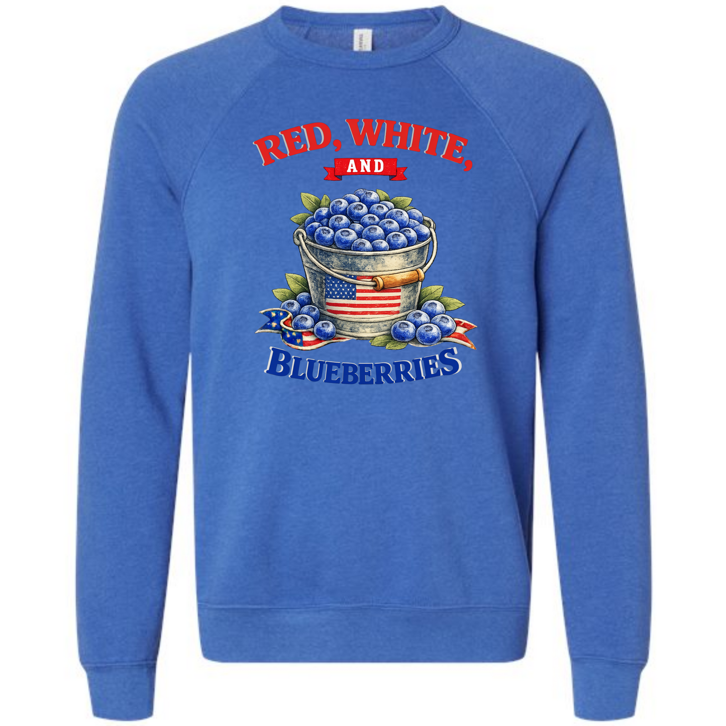 Red, White, And Blueberries - Sponge Fleece Raglan Sweatshirt - Blues, Greens, Purple, and Black
