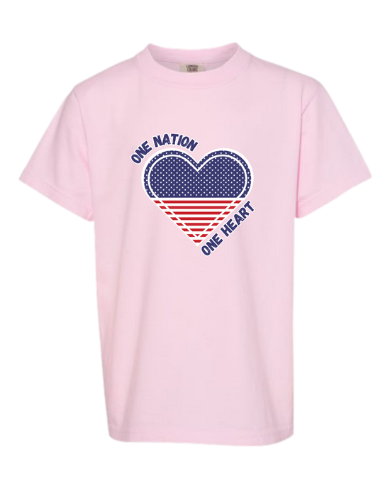 One Nation One Heart - Comfort Colors - Heavyweight Youth Tee - Assorted Colors