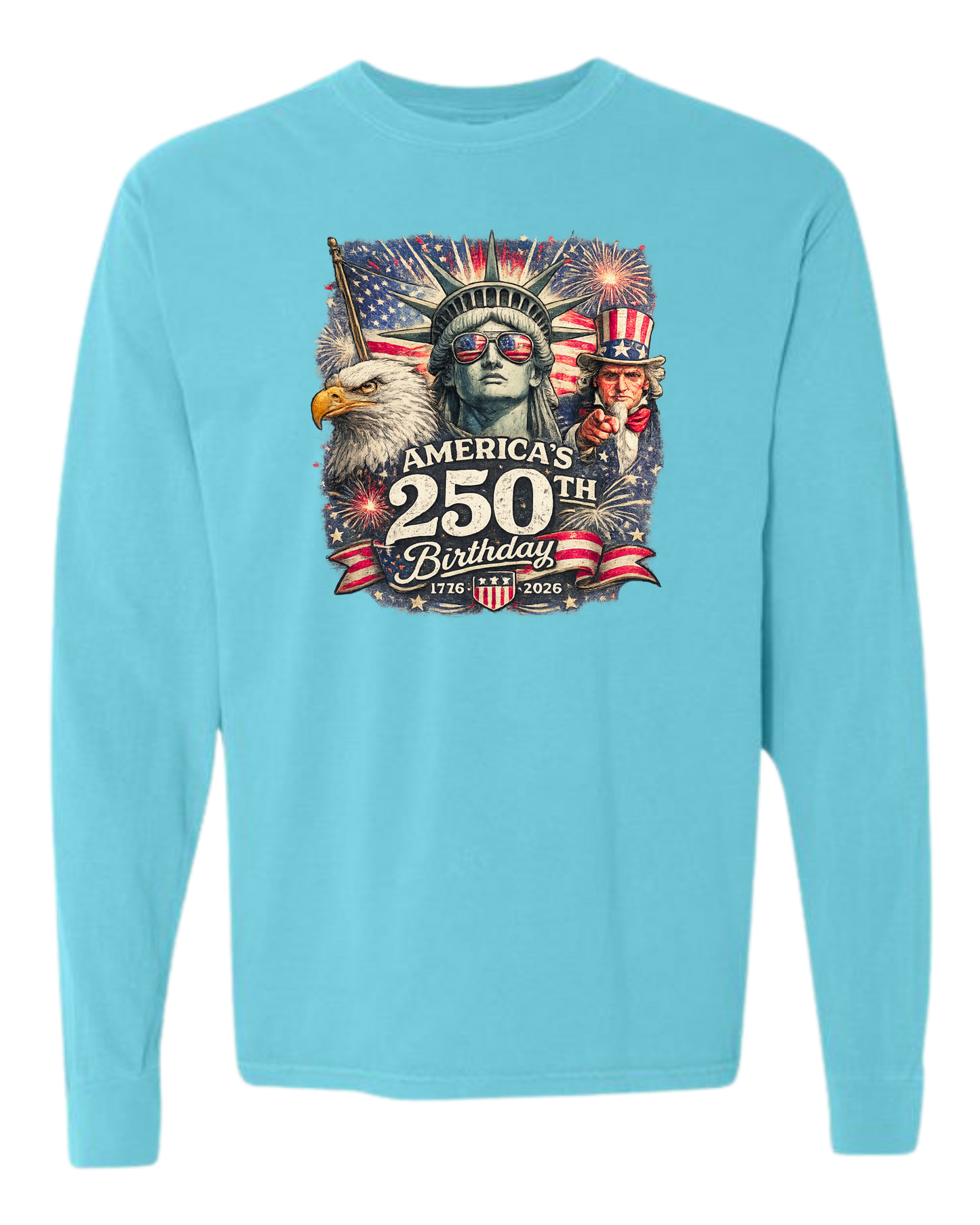 America's 250th Birthday - Comfort Colors - Heavyweight Long Sleeve Tee - Blues & Greens