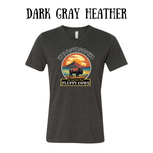 CP - Yellowstone: Fluffy Cows - Unisex V-Neck - Neutral Colors