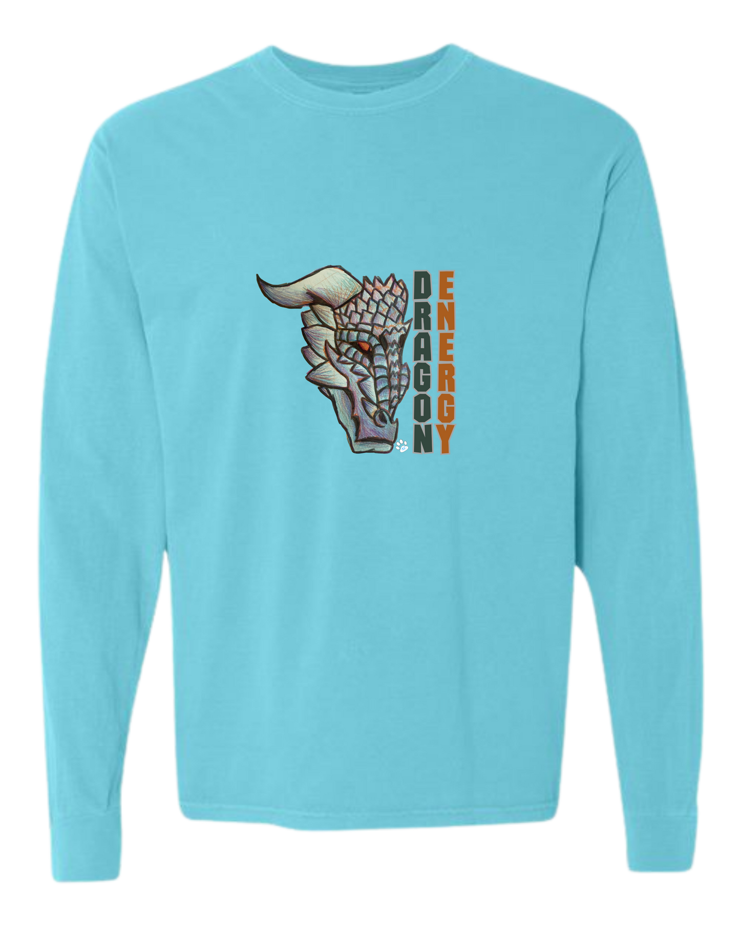 Dragon Energy - Comfort Colors - Heavyweight Long Sleeve Tee - Blues & Greens
