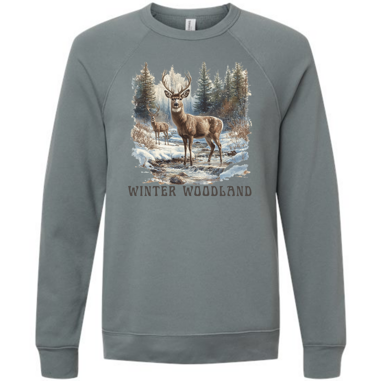 Winter Woodland - Sponge Fleece Raglan Sweatshirt - Blues, Purples