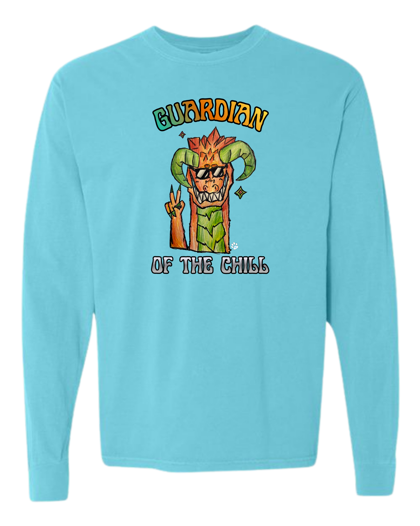 Guardian of The Chill - Comfort Colors - Heavyweight Long Sleeve Tee - Blues & Greens
