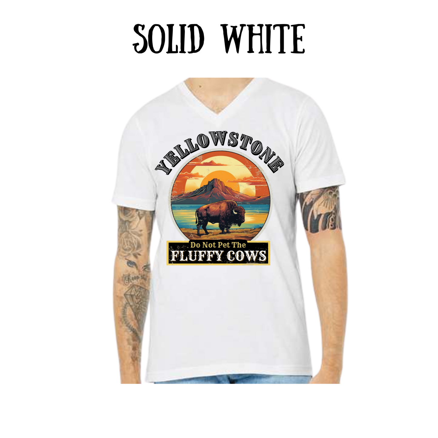 CP - Yellowstone: Fluffy Cows - Unisex V-Neck - Neutral Colors