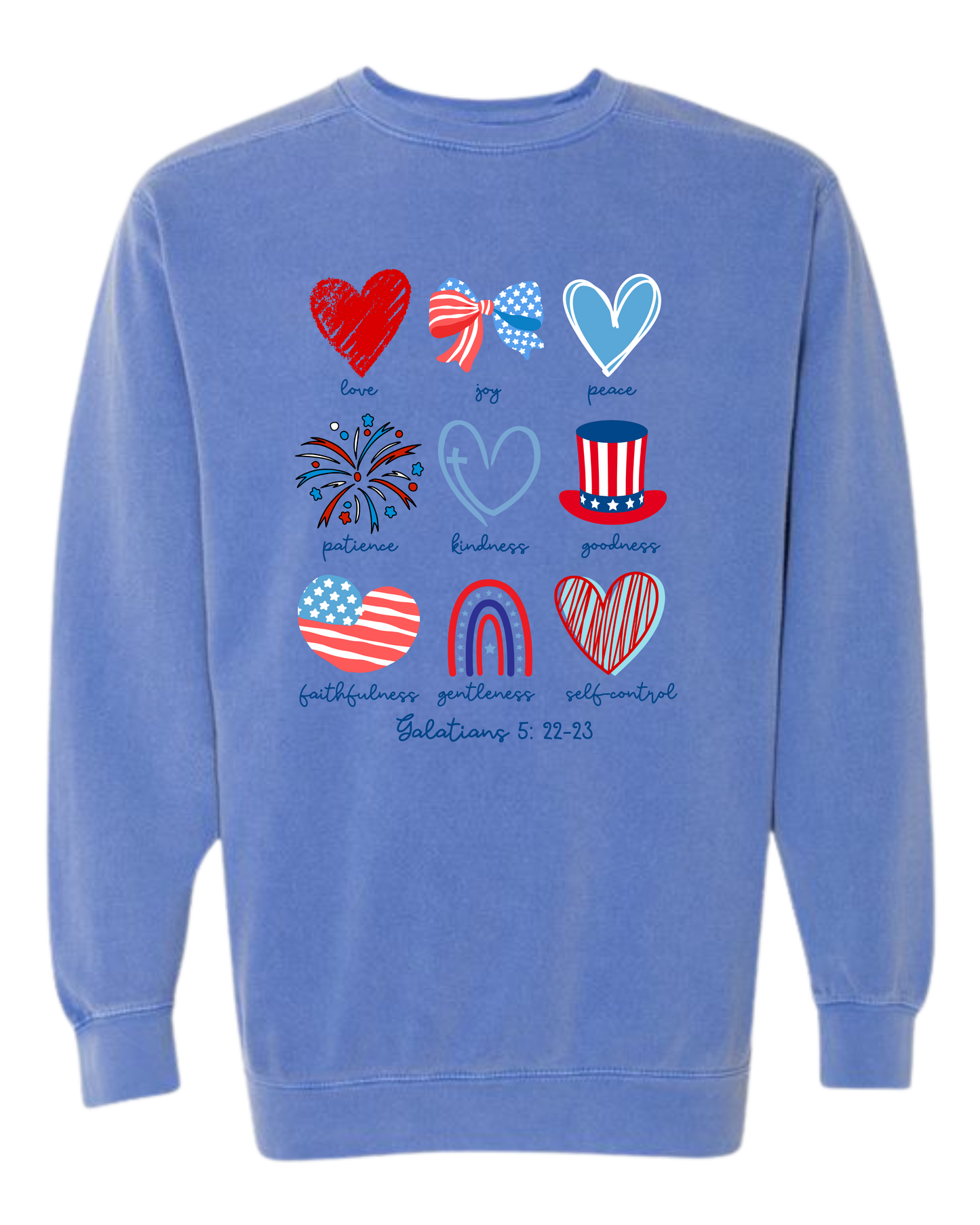 Galatians 5 - Patriotic - Comfort Colors - Sweatshirt - Blues