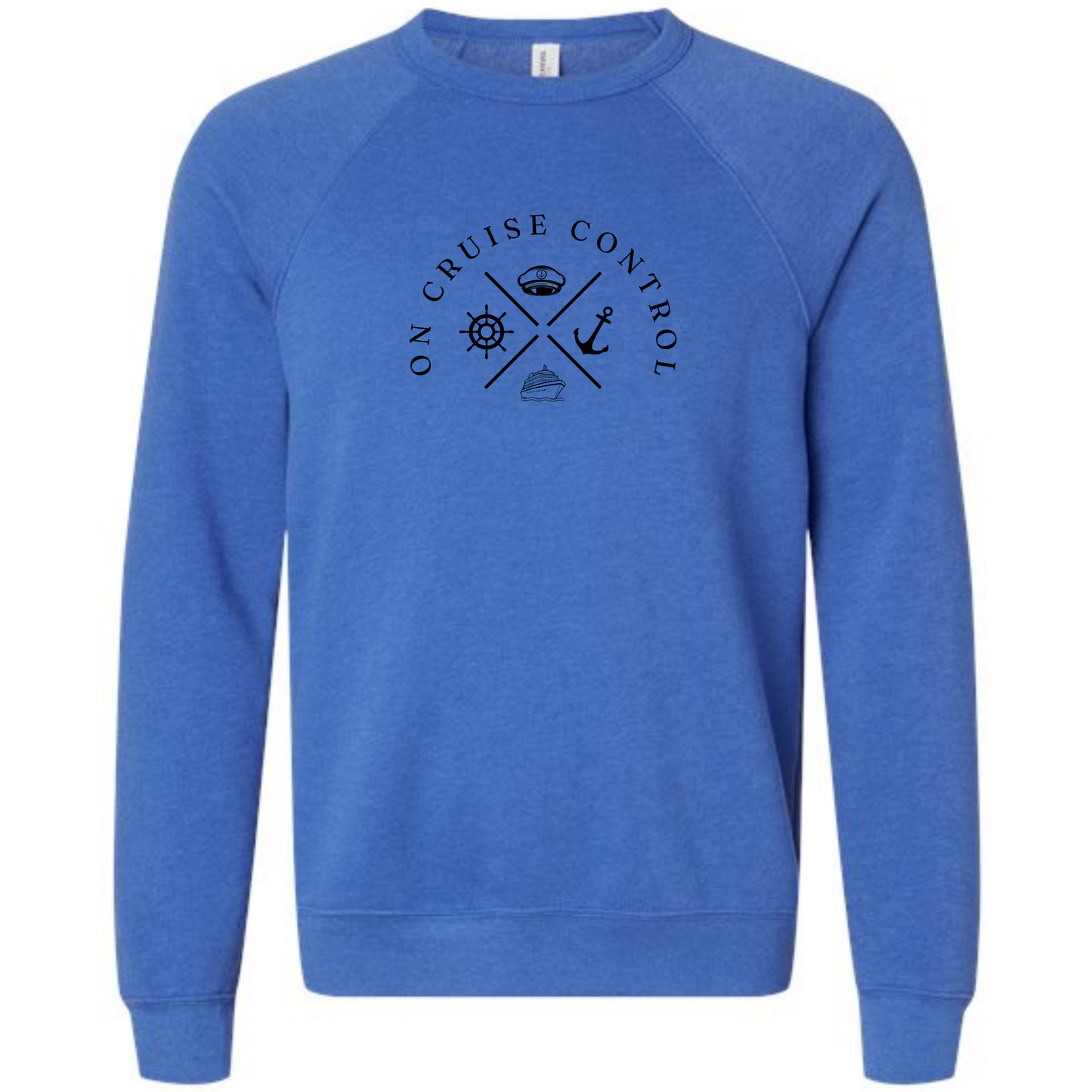 On Cruise Control - Sponge Fleece Raglan Sweatshirt - Blues, Greens, Purple, and Black