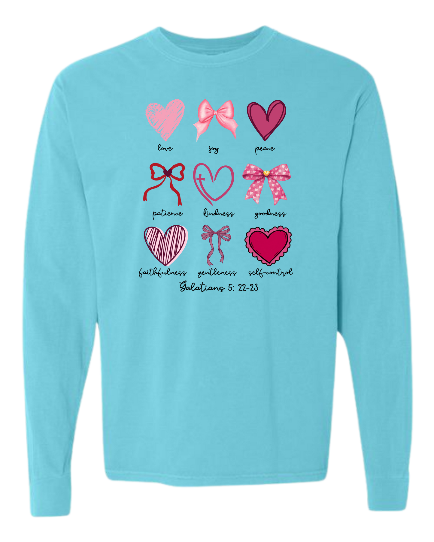 Galatians 5 - Valentines - Comfort Colors - Heavyweight Long Sleeve Tee - Blues & Greens