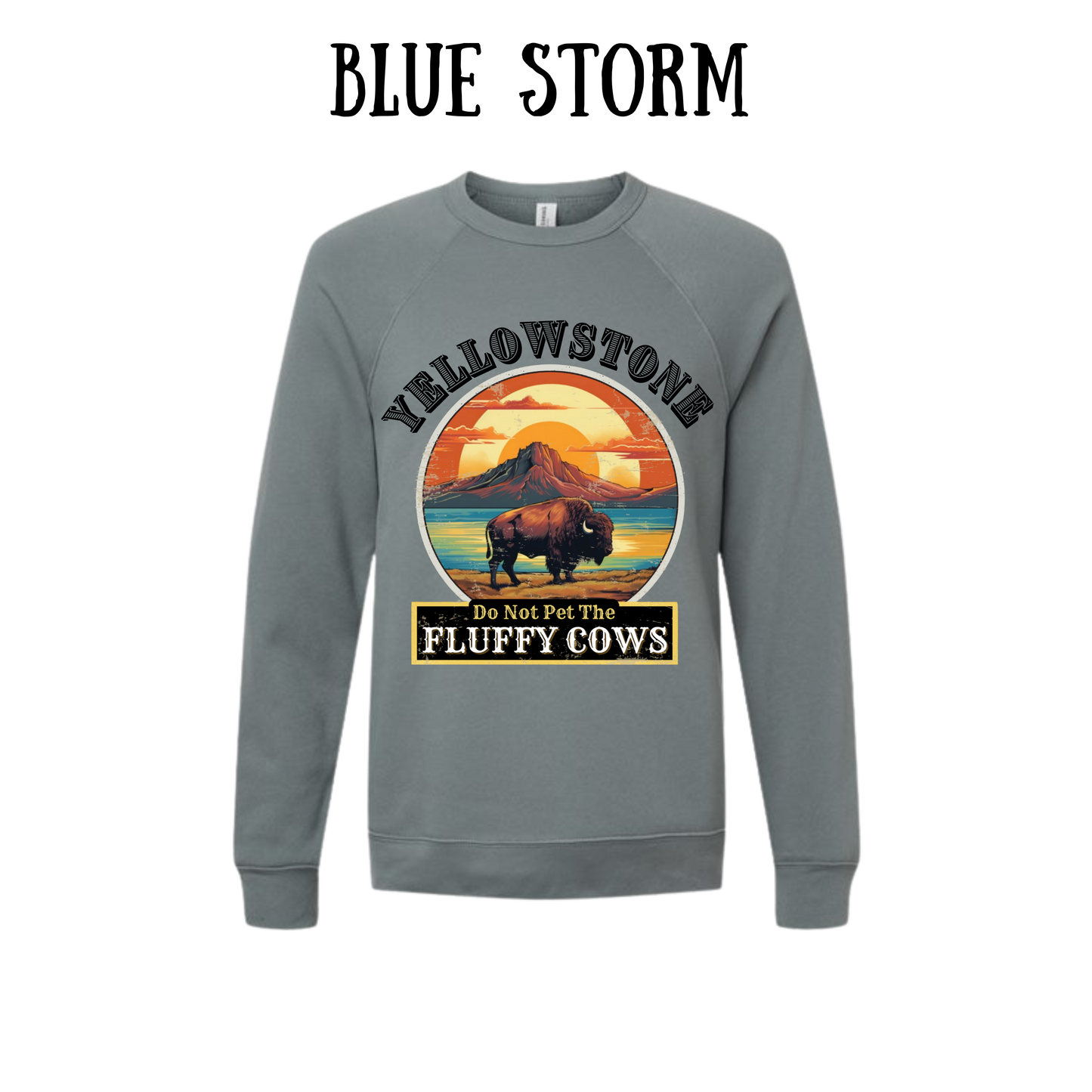 CP - Yellowstone: Fluffy Cows - Sponge Fleece Raglan Sweatshirt - Blues, Purples