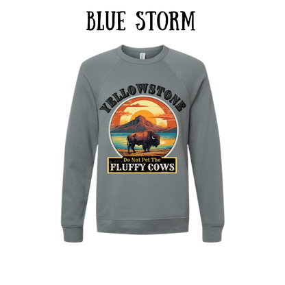 CP - Yellowstone: Fluffy Cows - Sponge Fleece Raglan Sweatshirt - Blues, Purples