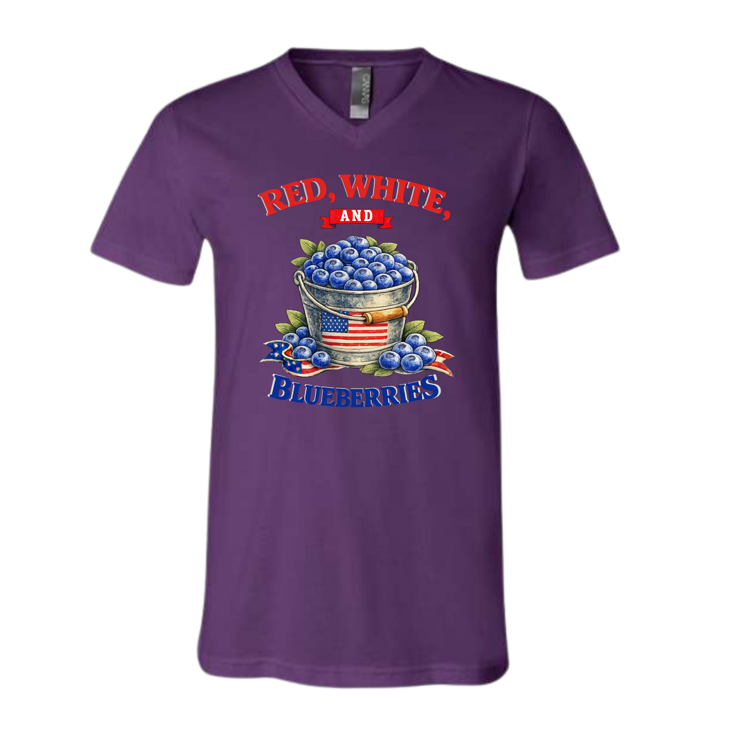 Red, White, And Blueberries - Bella+Canvas - Unisex V-Neck - Assorted Colors
