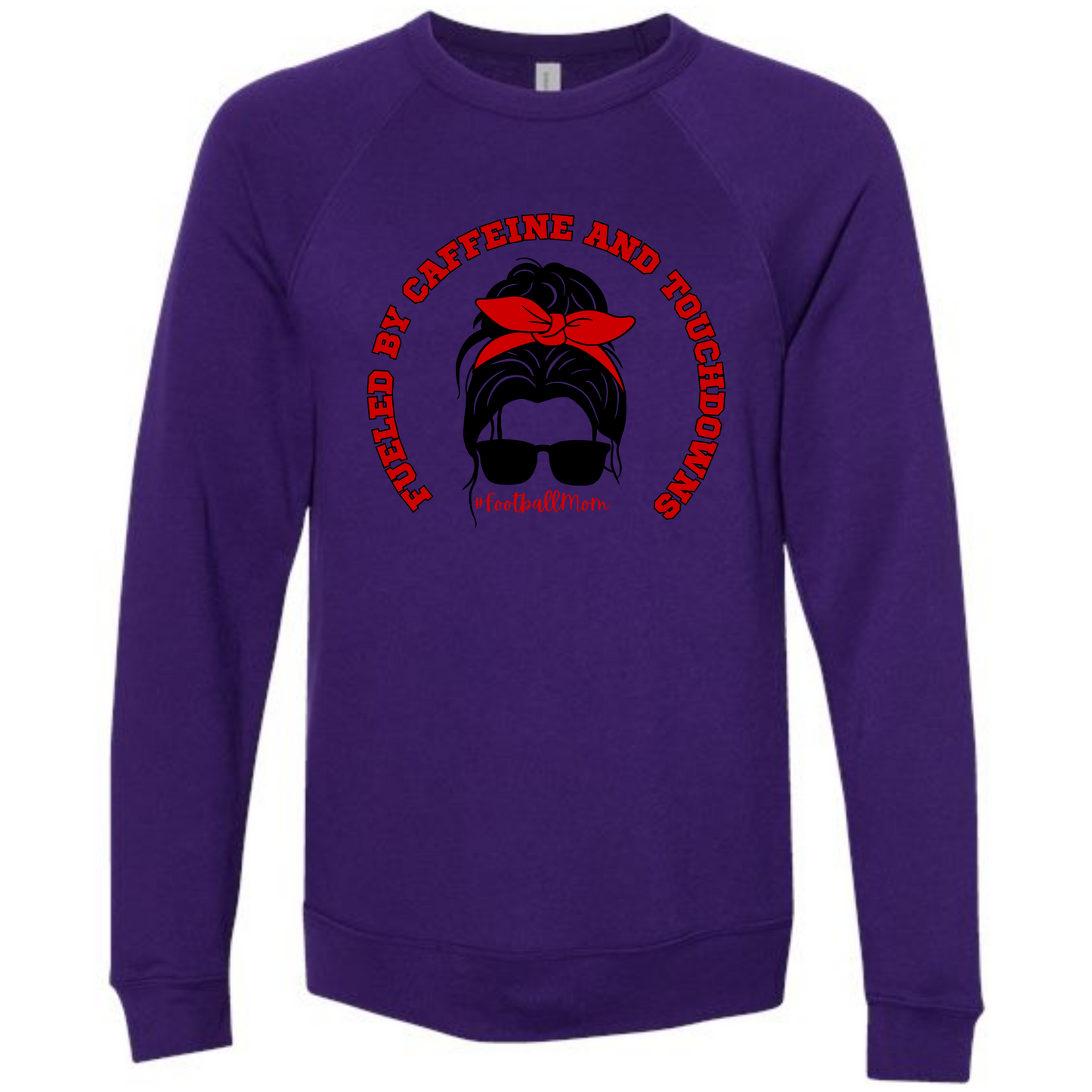 Football Moms Fueled By Caffeine and Touchdowns - Sponge Fleece Raglan Sweatshirt - Blues, Purples