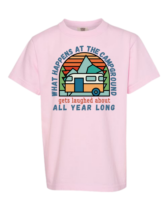 What Happens At The Campground - Comfort Colors - Heavyweight Youth Tee - Assorted Colors