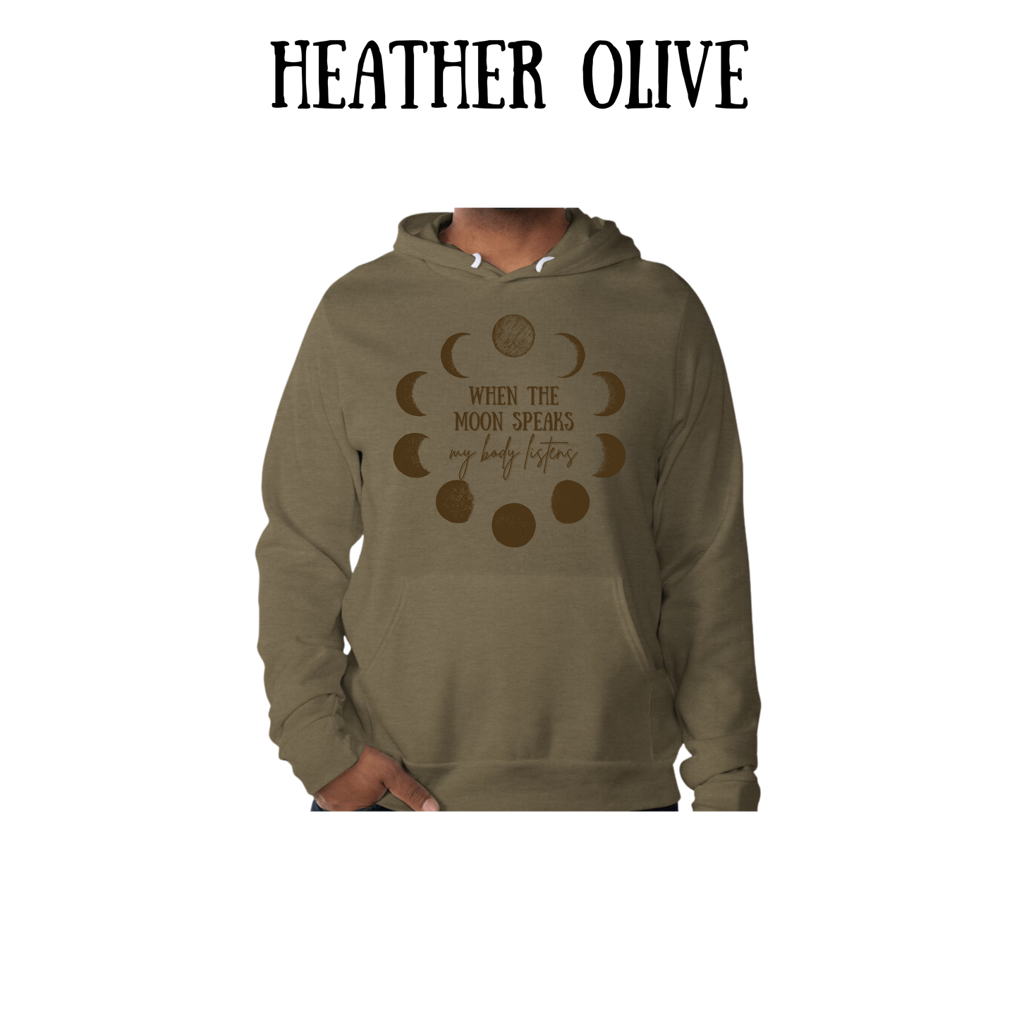 when the moon speaks - sponge fleece hoodie - greens, neutrals