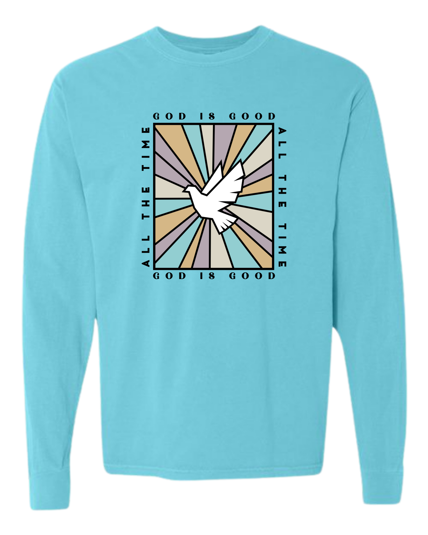 God Is Good - Comfort Colors - Heavyweight Long Sleeve Tee - Blues & Greens