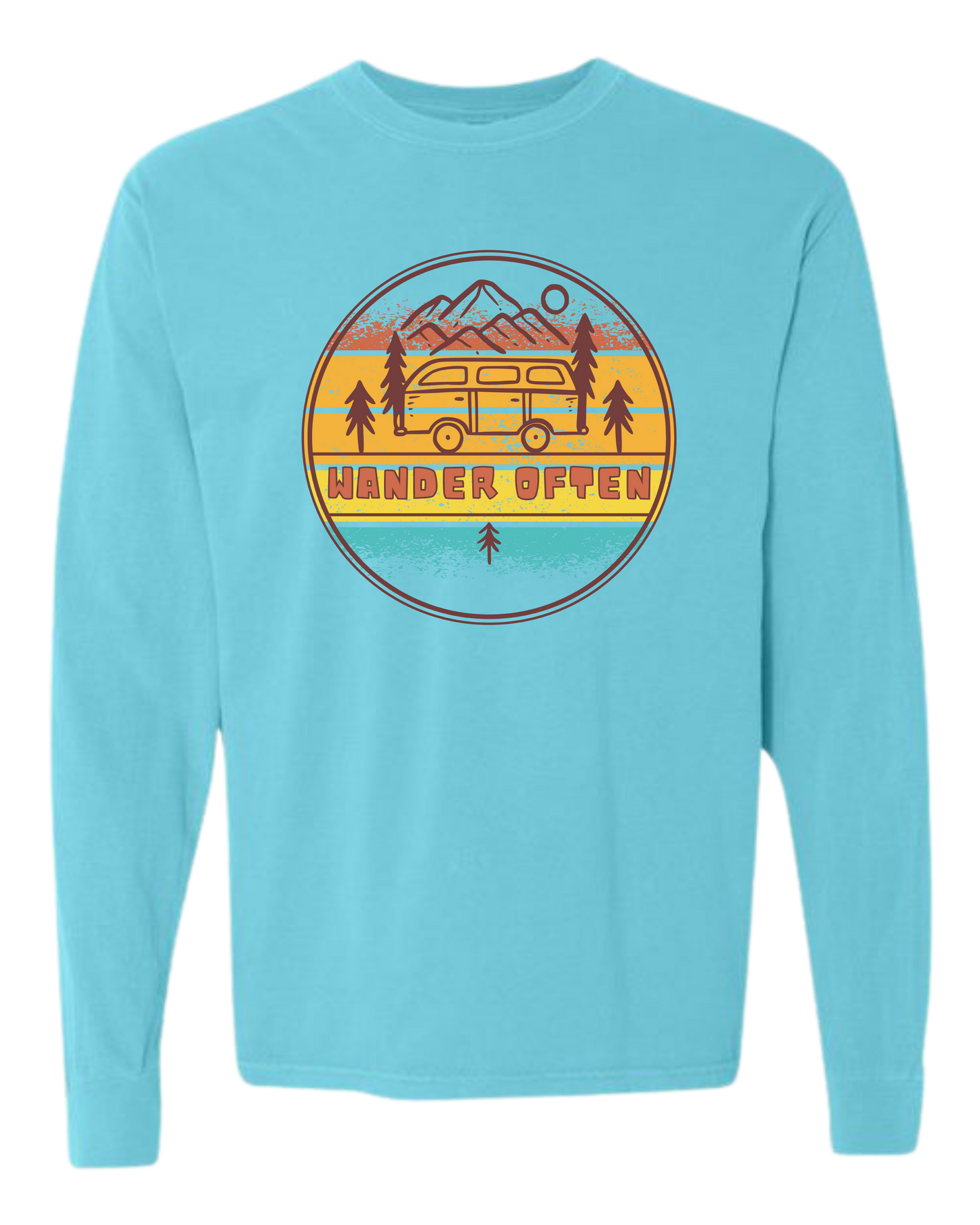 Wander Often - Comfort Colors - Heavyweight Long Sleeve Tee - Blues & Greens