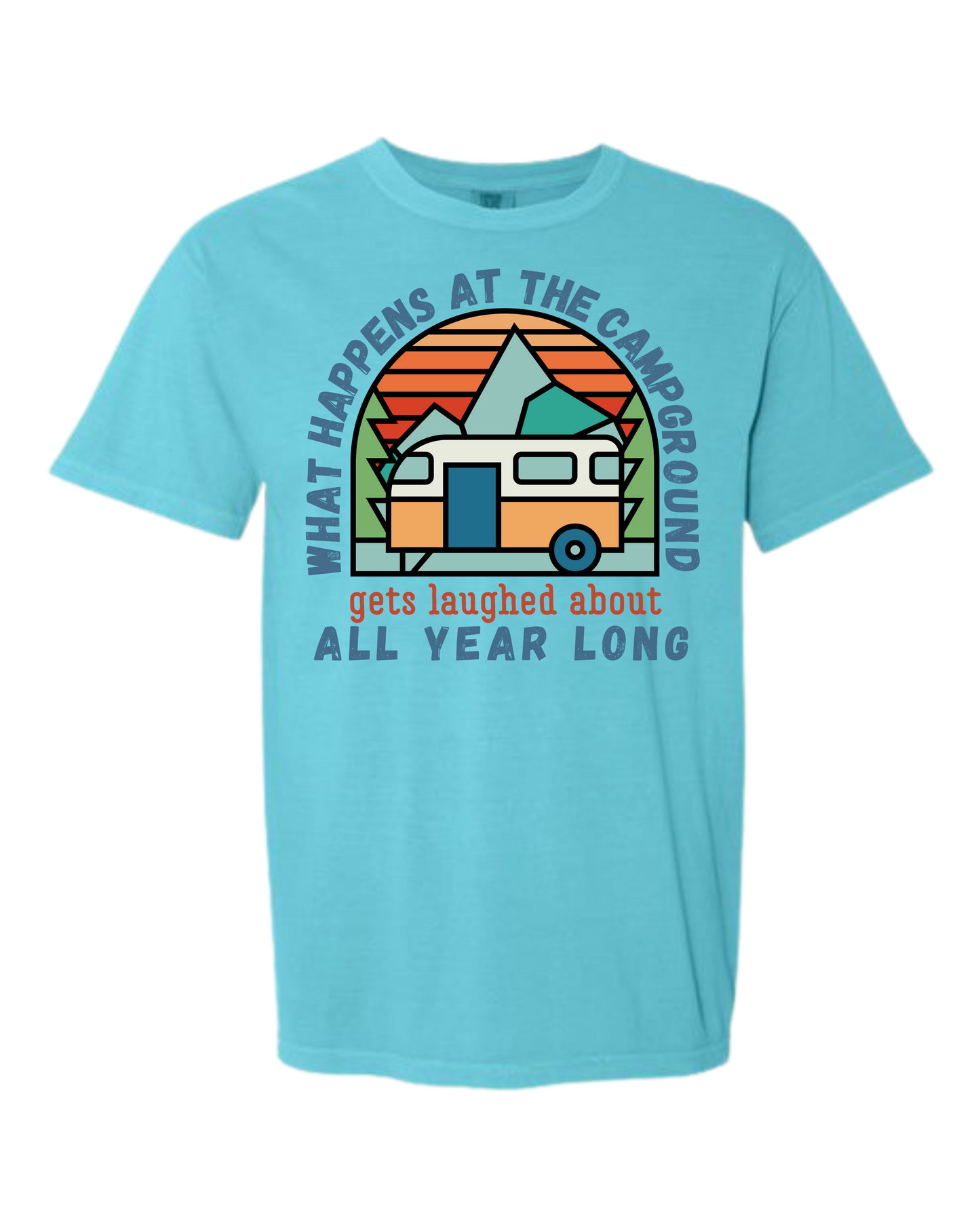 What Happens At The Campground - Comfort Colors - Heavyweight Unisex Tee - Blues