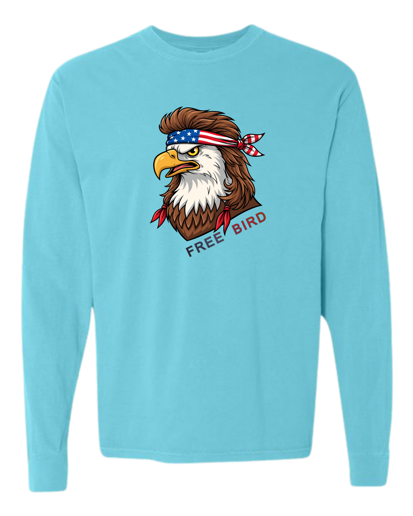 Rockin Free Bird - Comfort Colors - Heavyweight Long Sleeve Tee - Blues & Greens