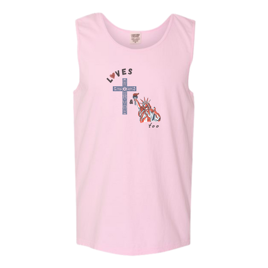 Loves Jesus & America too - Comfort Colors - Unisex Tank - Assorted Colors