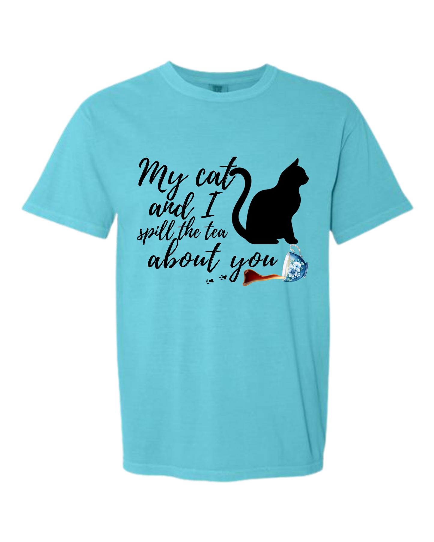 My Cat and I spill the tea about you - Comfort Colors - Heavyweight Unisex Tee - Blues