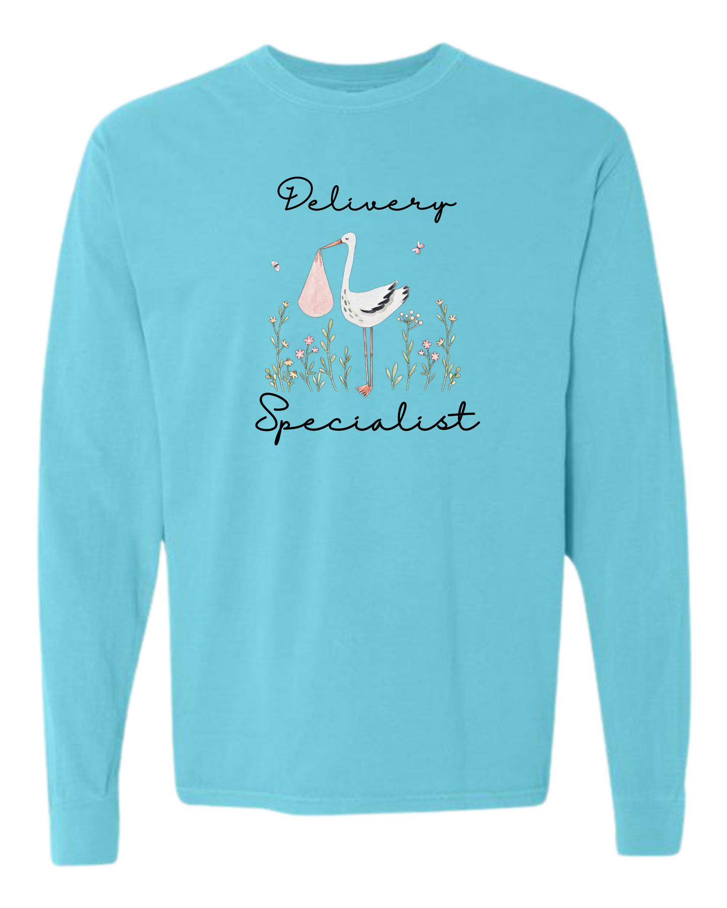 Delivery Specialist - Comfort Colors - Heavyweight Long Sleeve Tee - Blues & Greens