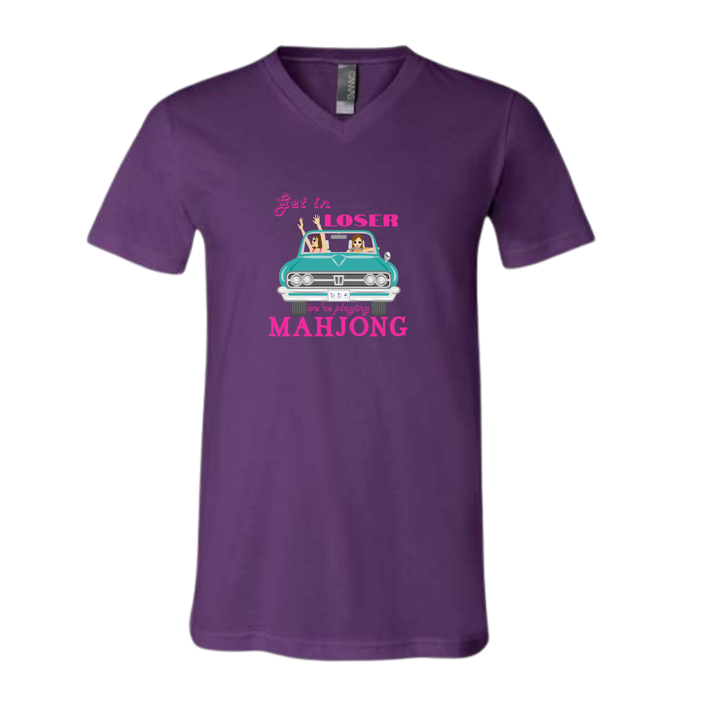 Get in Loser We're Playing Mahjong - Bella+Canvas - Unisex V-Neck - Assorted Colors