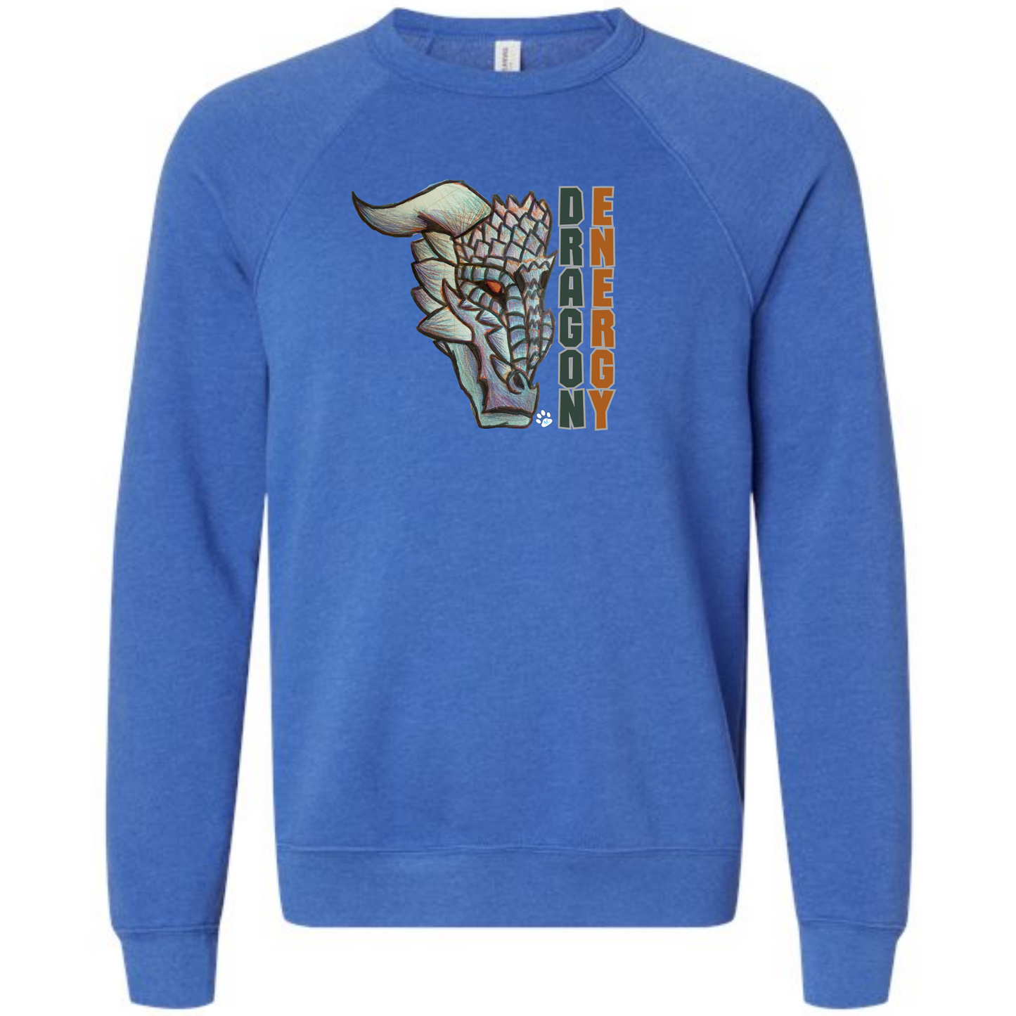 Dragon Energy - Sponge Fleece Raglan Sweatshirt - Blues, Greens, Purple, and Black