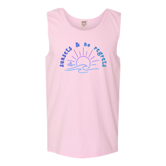 Sunsets & No Regrets - Comfort Colors - Unisex Tank - Assorted Colors