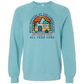 What Happens At The Campground - Sponge Fleece Raglan Sweatshirt - Blues, Greens, Purple, and Black