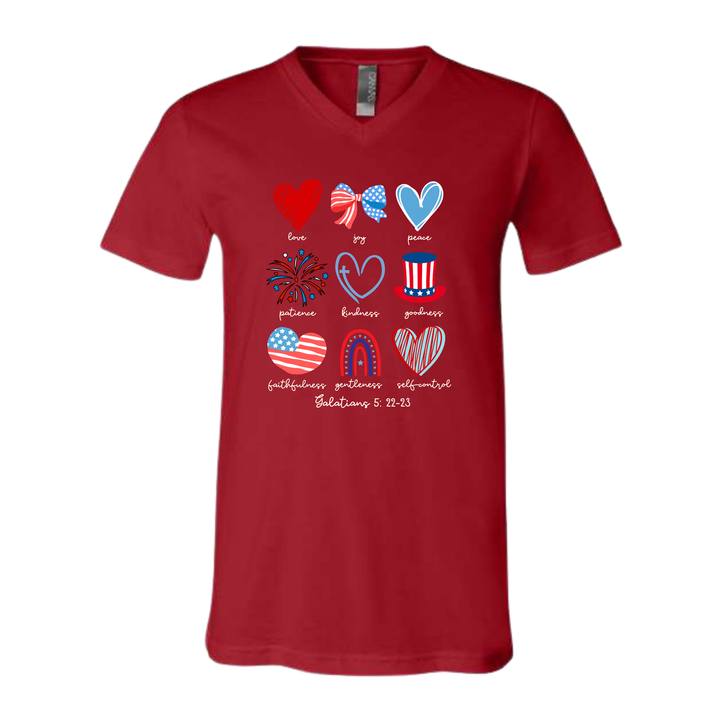 Galatians 5 - Patriotic - Bella+Canvas - Unisex V-Neck - Assorted Colors
