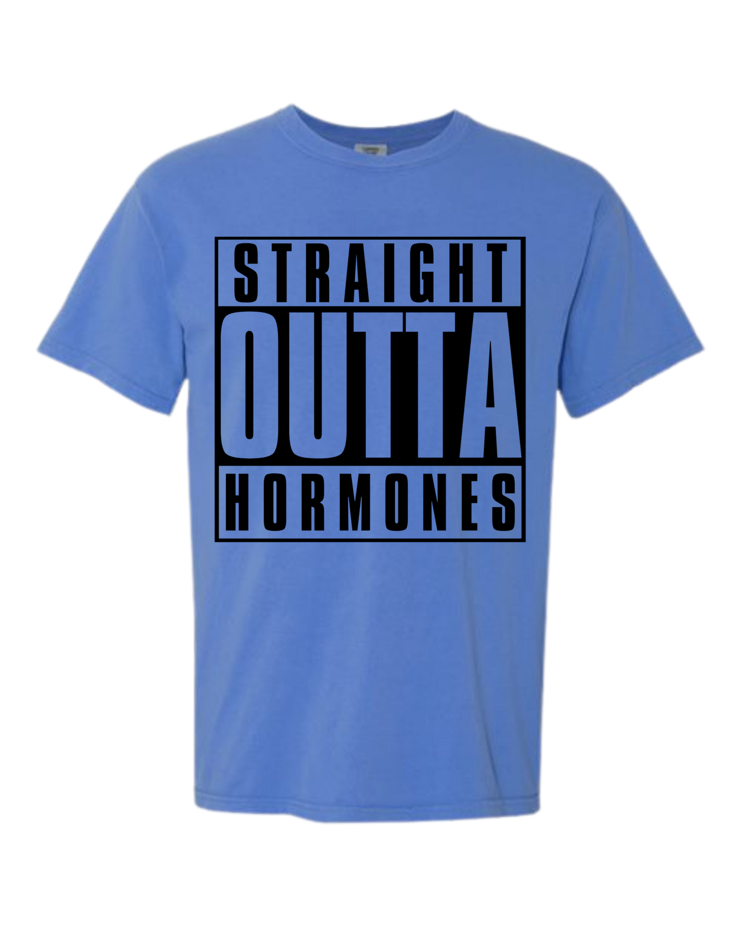 Straight Outta Hormones - Comfort Colors - Heavyweight Unisex Tee - Blues
