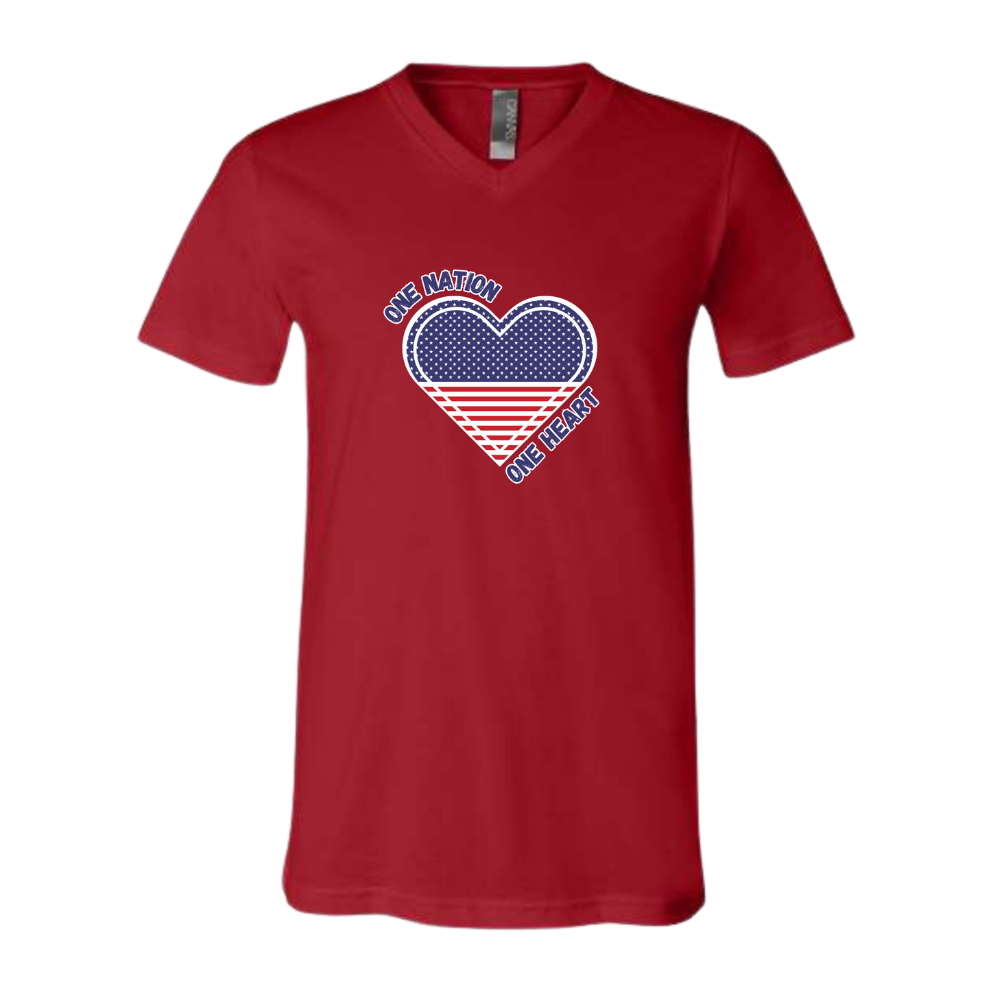 One Nation One Heart - Bella+Canvas - Unisex V-Neck - Assorted Colors