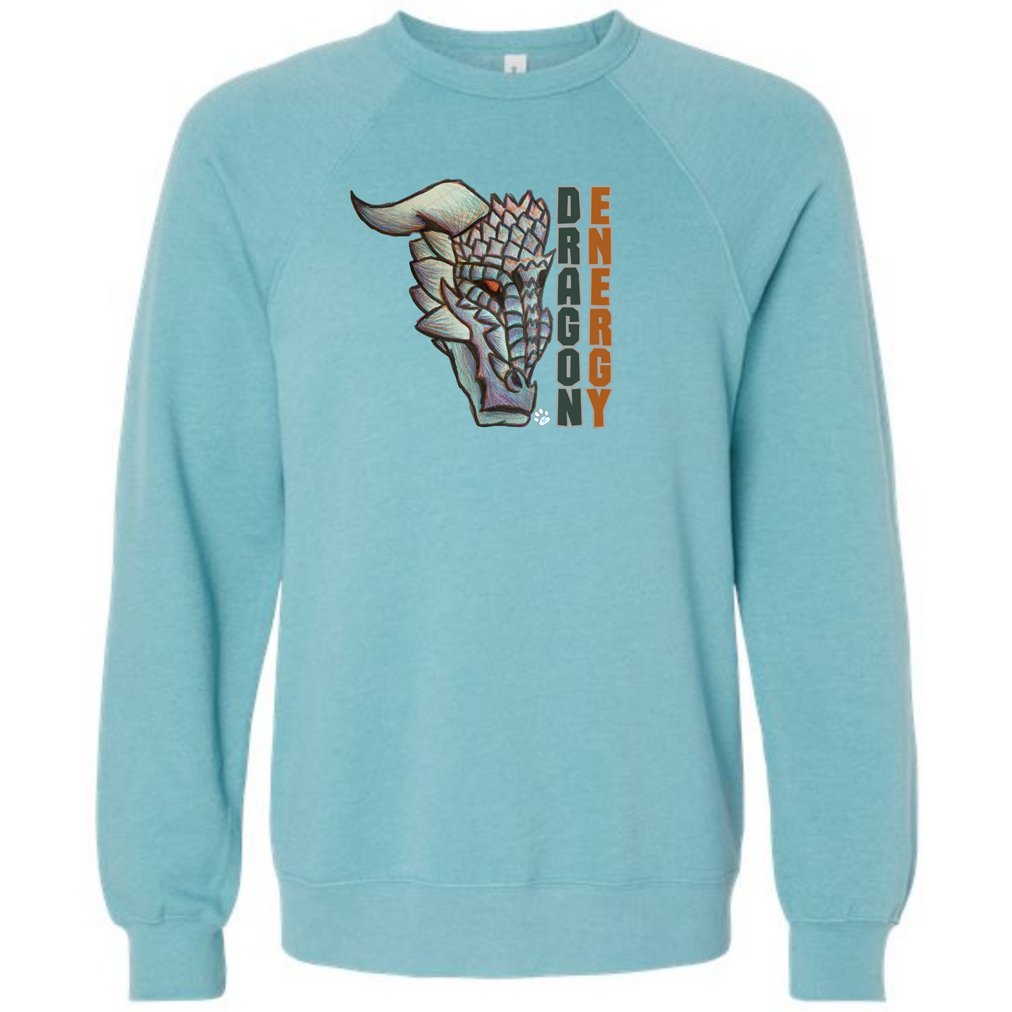Dragon Energy - Sponge Fleece Raglan Sweatshirt - Blues, Greens, Purple, and Black