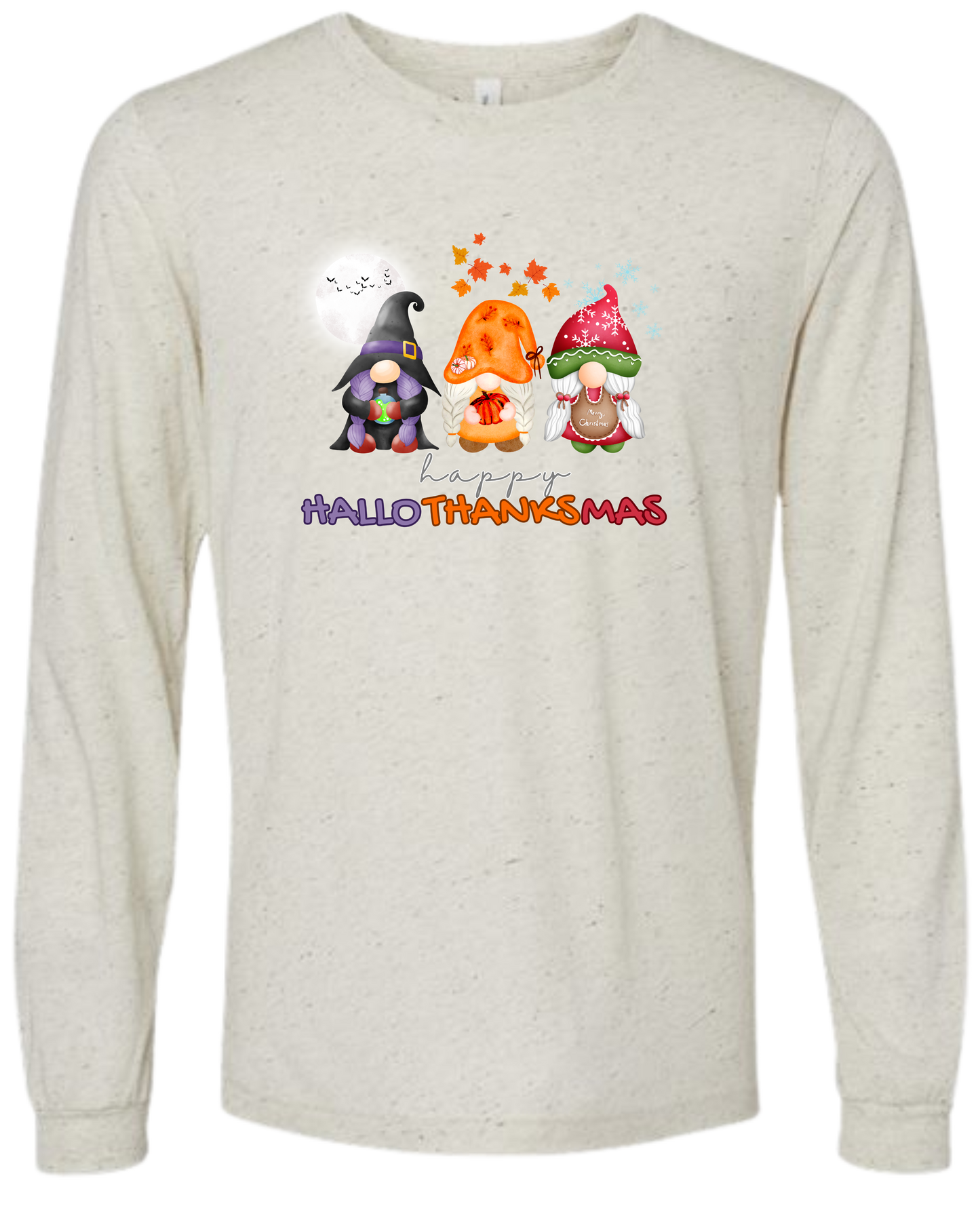 Happy HalloThanksMas Gnomes - Unisex Long Sleeve - Neutral Colors