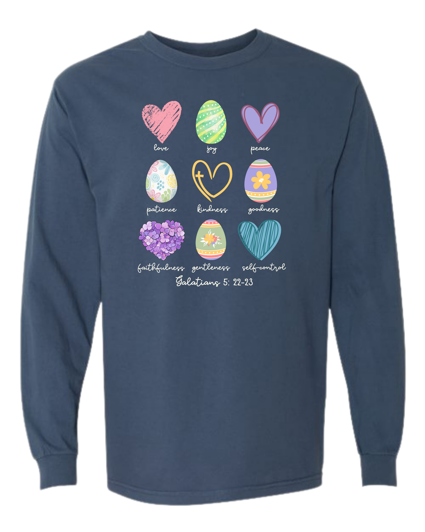 Galatians 5 - Easter - Comfort Colors - Heavyweight Long Sleeve Tee - Blues & Greens