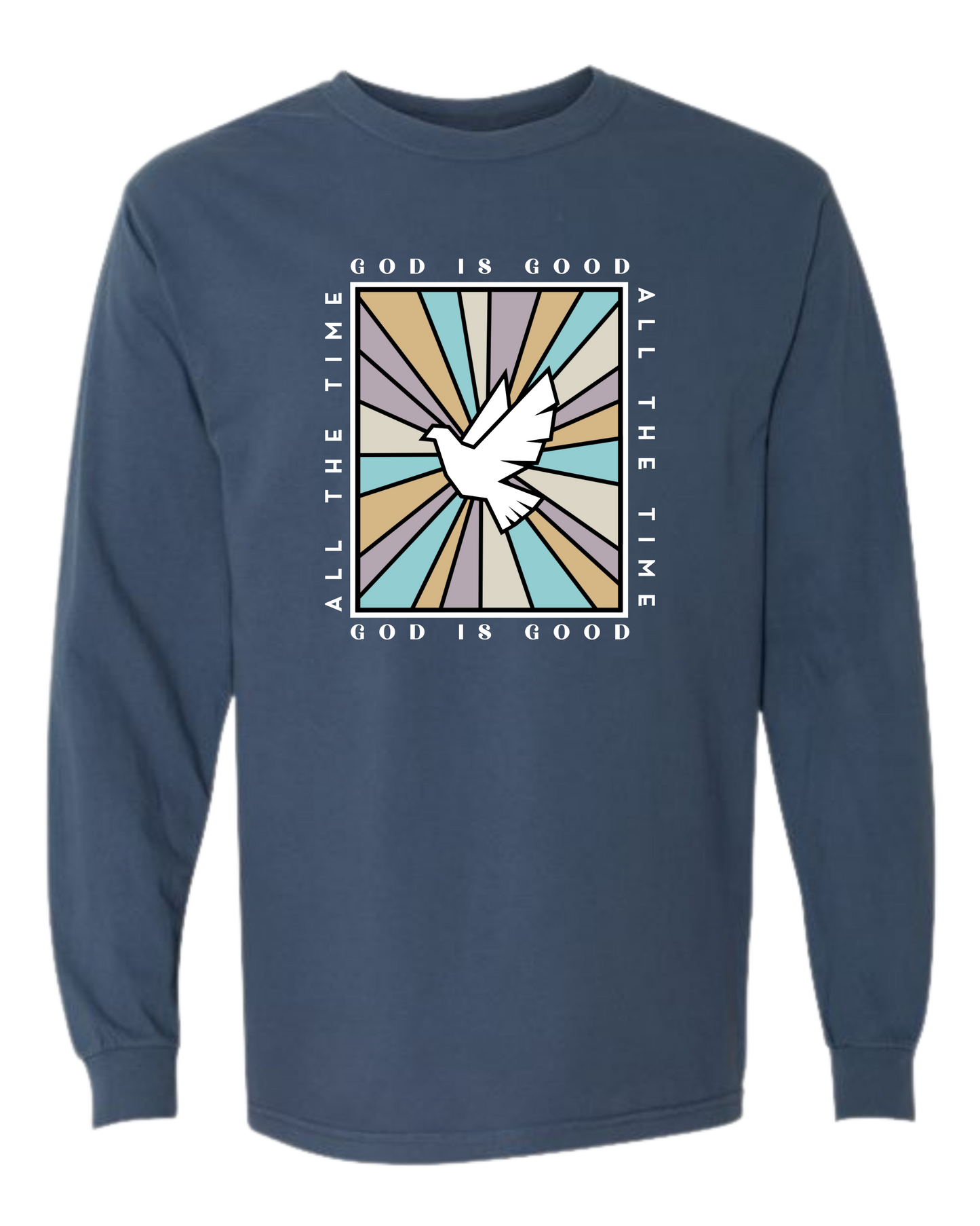 God Is Good - Comfort Colors - Heavyweight Long Sleeve Tee - Blues & Greens