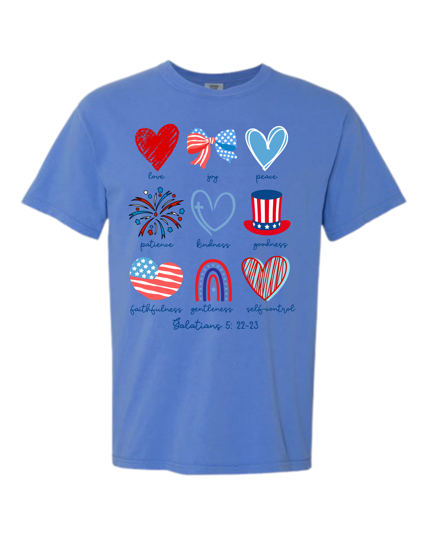 Galatians 5 - Patriotic - Comfort Colors - Heavyweight Unisex Tee - Blues