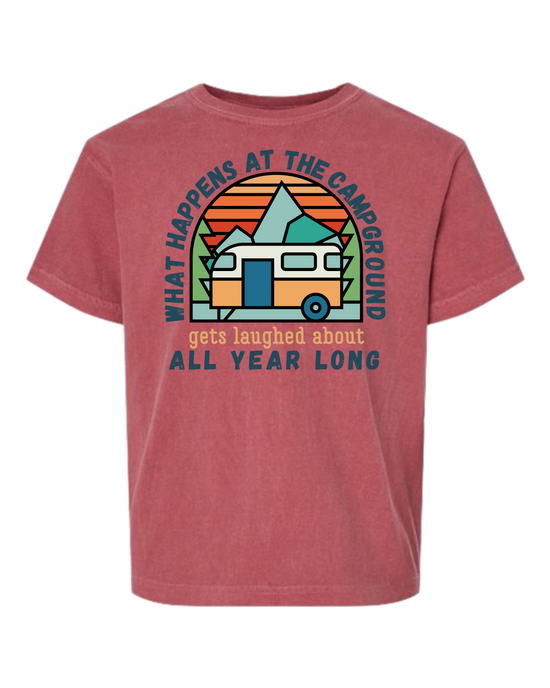 What Happens At The Campground - Comfort Colors - Heavyweight Youth Tee - Assorted Colors