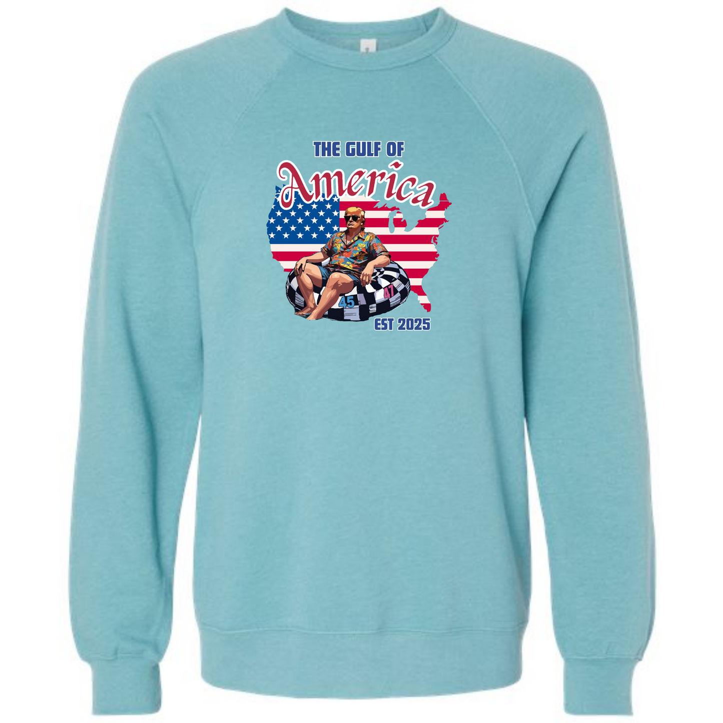 The Gulf of America - Sponge Fleece Raglan Sweatshirt - Blues, Greens, Purple, and Black