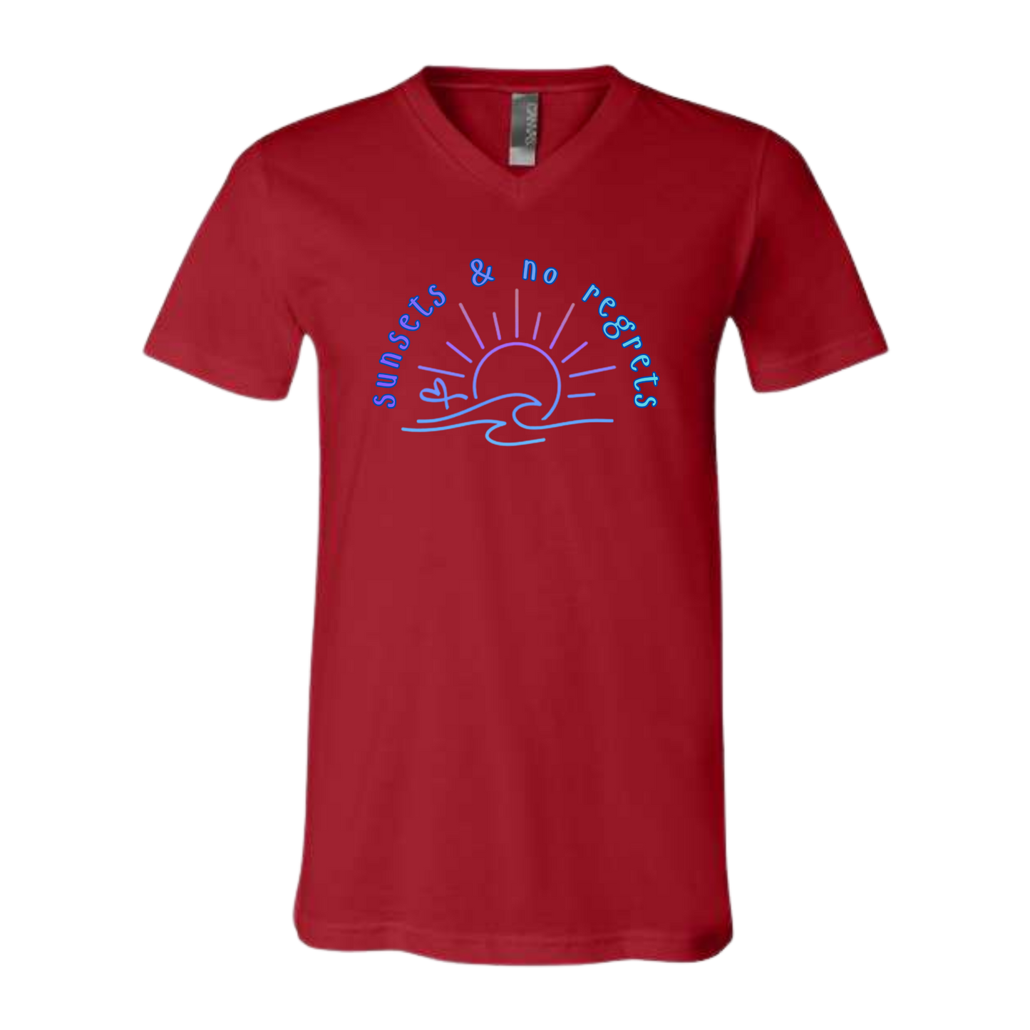 Sunsets & No Regrets - Bella+Canvas - Unisex V-Neck - Assorted Colors