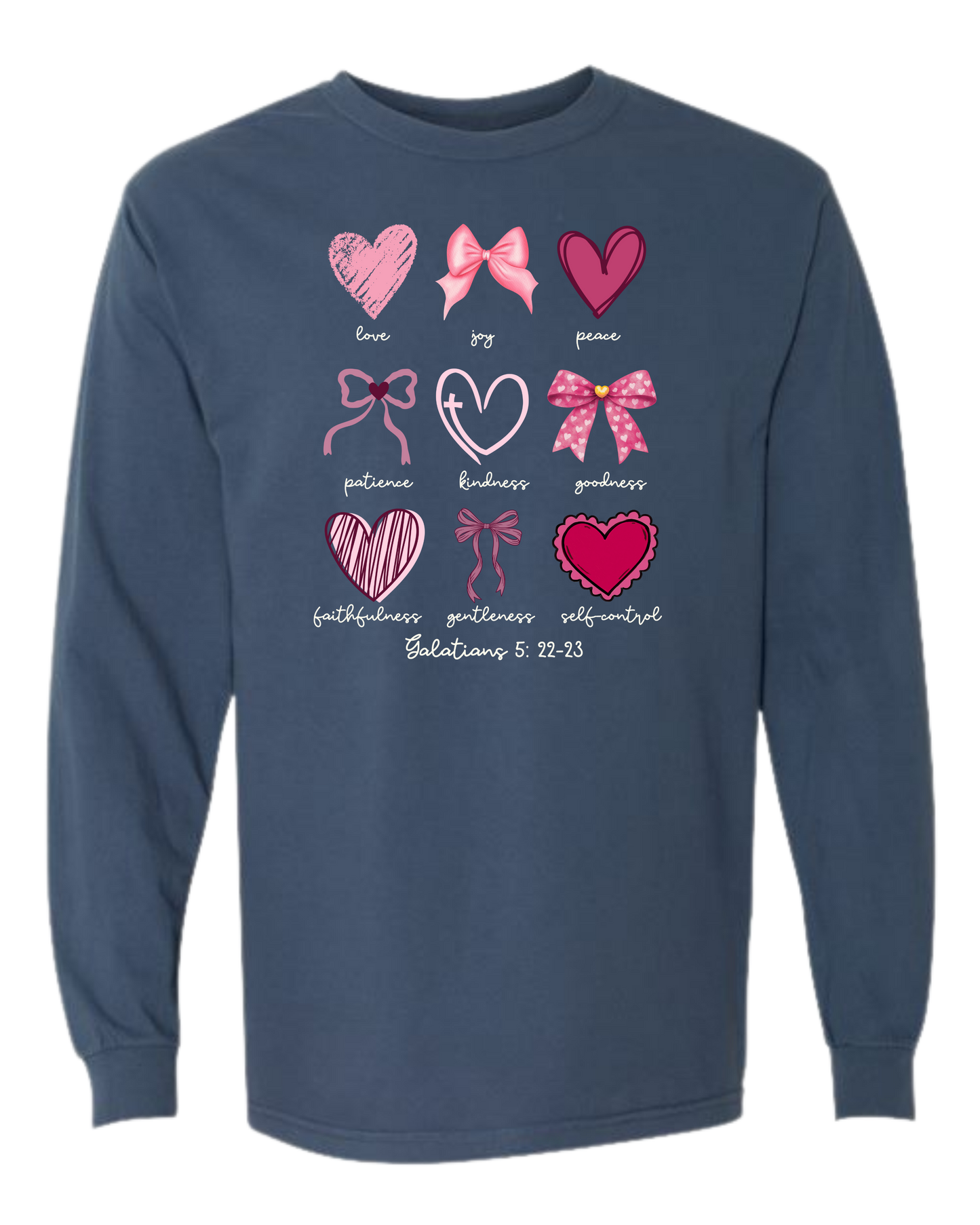 Galatians 5 - Valentines - Comfort Colors - Heavyweight Long Sleeve Tee - Blues & Greens