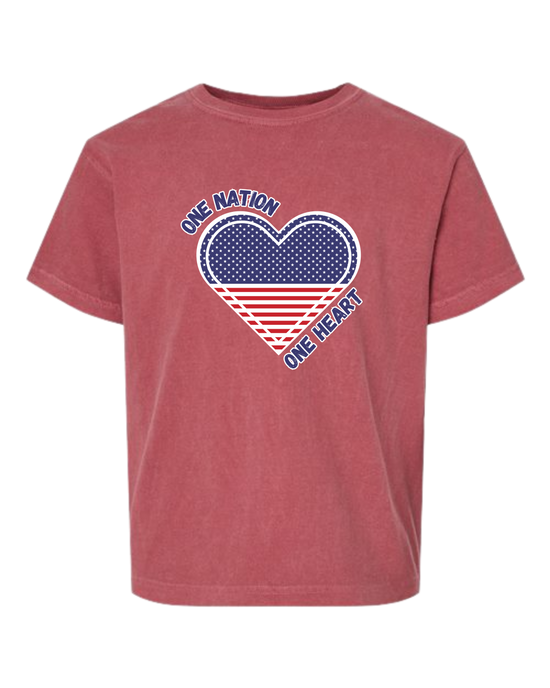 One Nation One Heart - Comfort Colors - Heavyweight Youth Tee - Assorted Colors