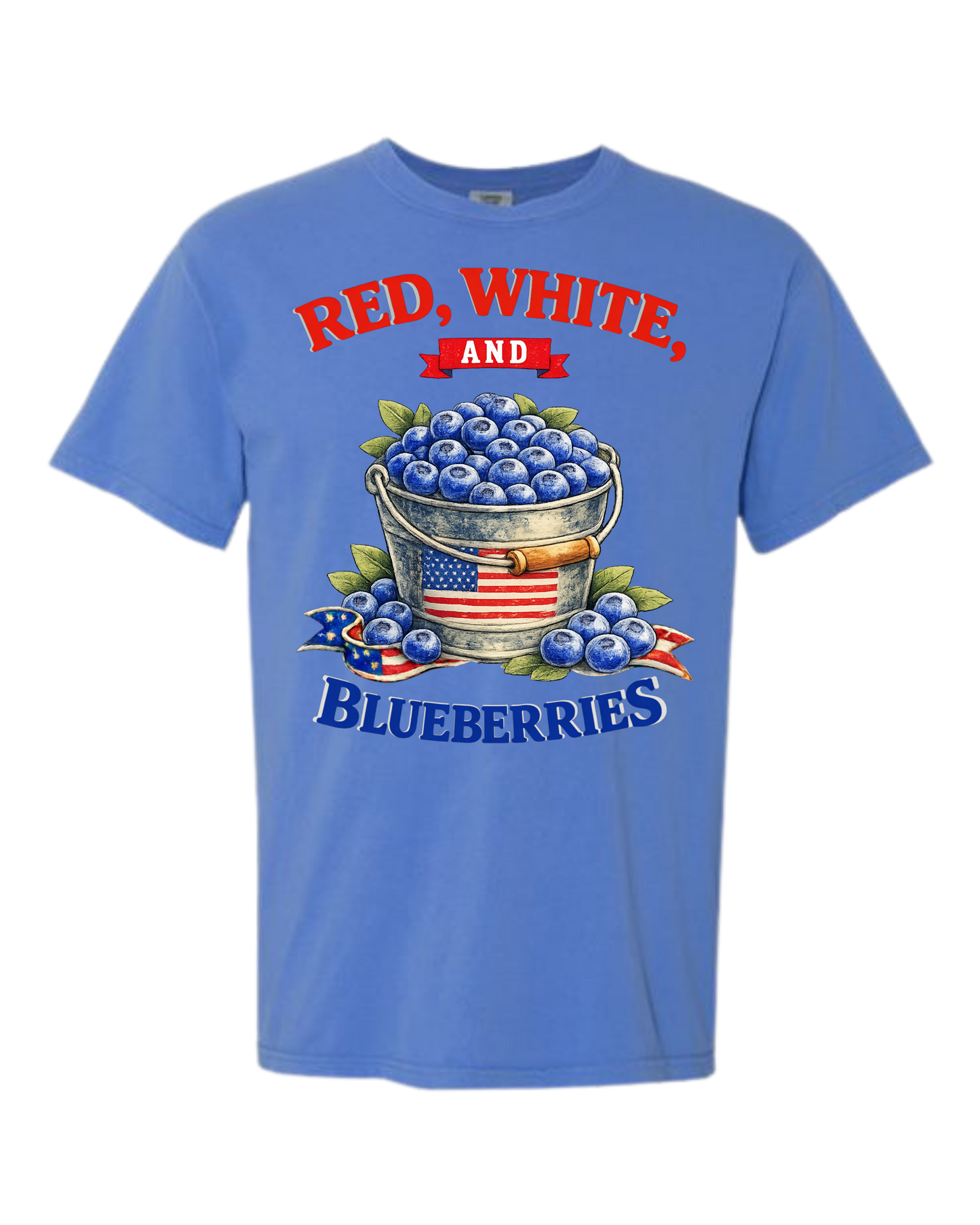 Red, White, And Blueberries - Comfort Colors - Heavyweight Unisex Tee - Blues