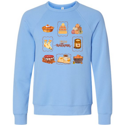 HP - Hello Autumn - Sponge Fleece Raglan Sweatshirt - Blues, Purples