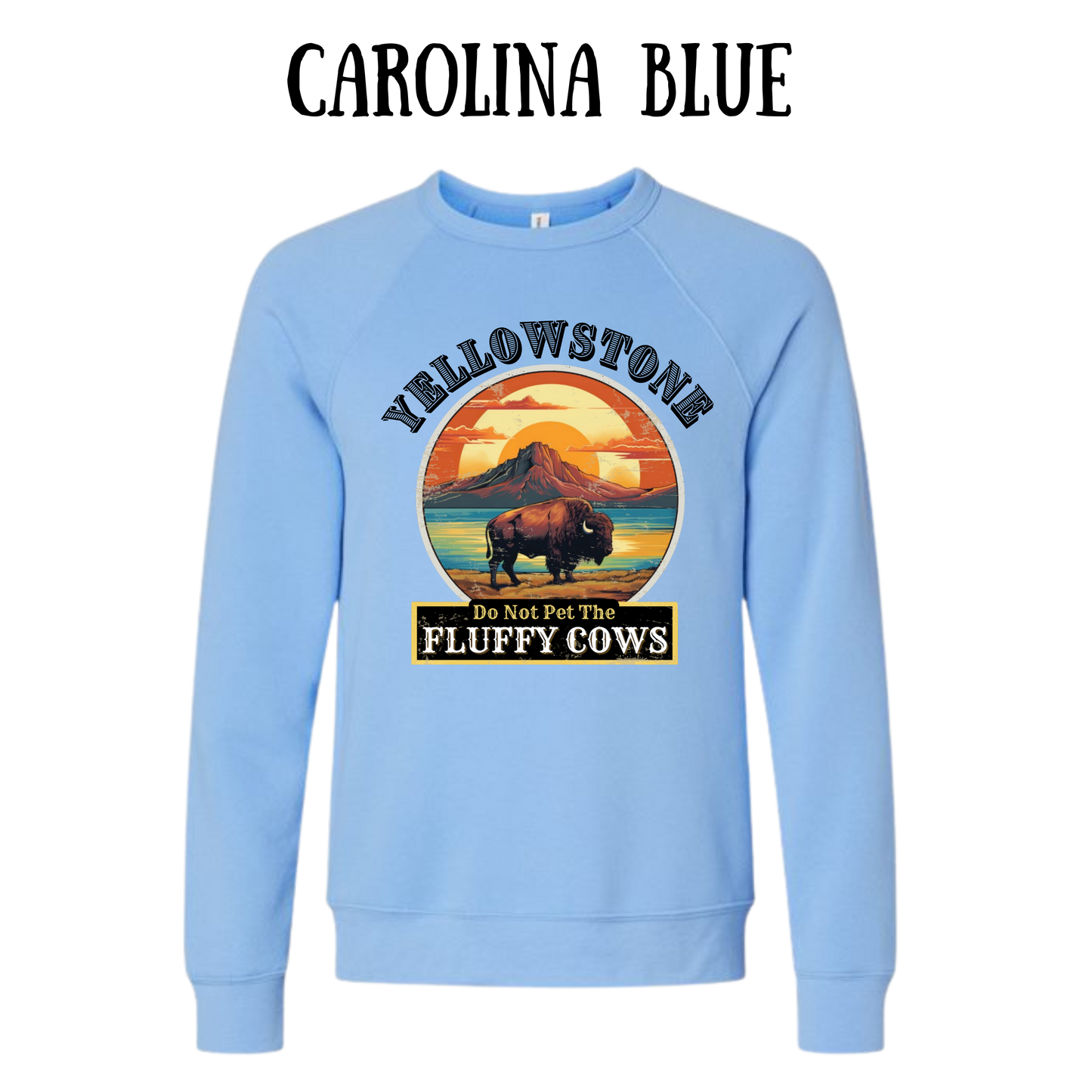 CP - Yellowstone: Fluffy Cows - Sponge Fleece Raglan Sweatshirt - Blues, Purples