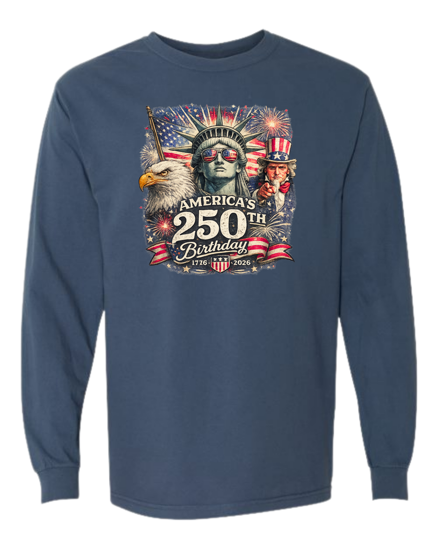 America's 250th Birthday - Comfort Colors - Heavyweight Long Sleeve Tee - Blues & Greens