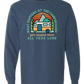 What Happens At The Campground - Comfort Colors - Heavyweight Long Sleeve Tee - Blues & Greens