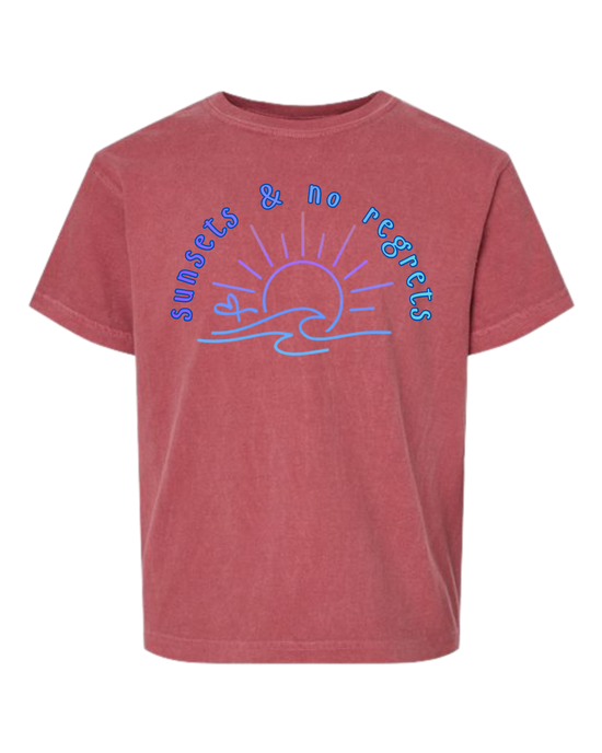 Sunsets & No Regrets - Comfort Colors - Heavyweight Youth Tee - Assorted Colors