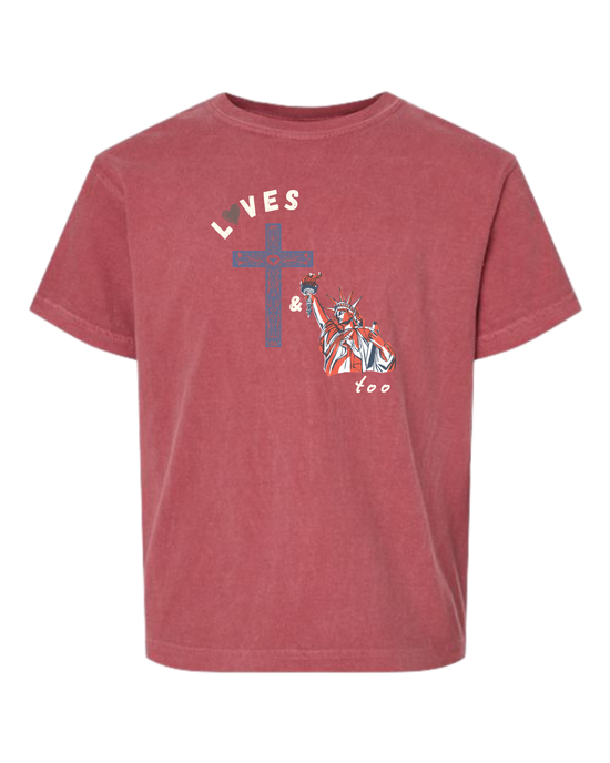 Loves Jesus & America too - Comfort Colors - Heavyweight Youth Tee - Assorted Colors
